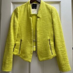Zara Trafaluc Tweed Neon Lime Blazer